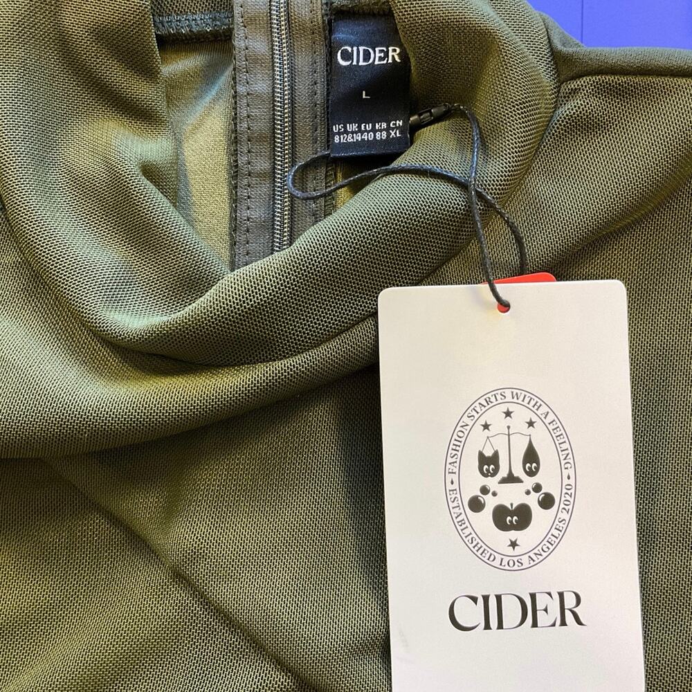 CIDER Womens L Olive Green Mock Neck Wide Leg Sleeveless Jumpsuit NWT - Picture 4 of 10